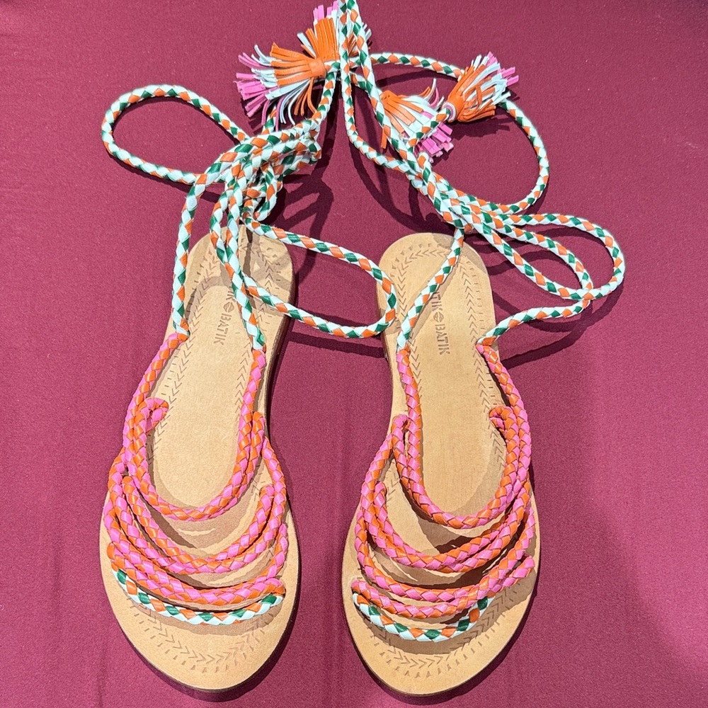 Antik Batik pink Colorful Braided Sandals NEW size 38